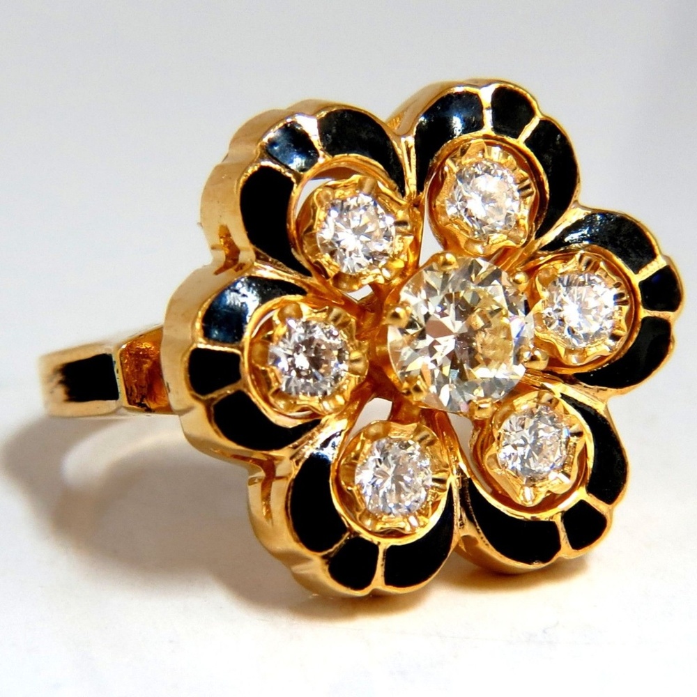 1.05ct Vintage Cluster diamonds ring 14kt Old Miner 10706*